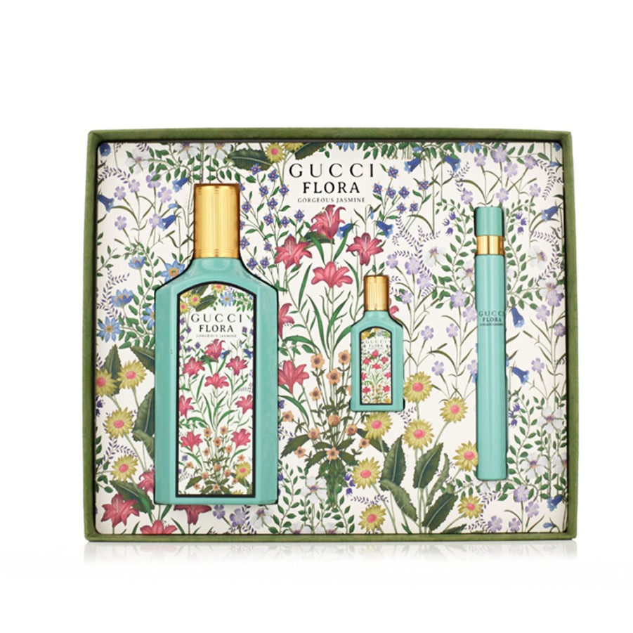 Wholesale Gucci Gucci Flora Gorgeous Jasmine Edp 100 Ml + Edp Mini 10 Ml + Edp Mini 5 Ml (Woman)