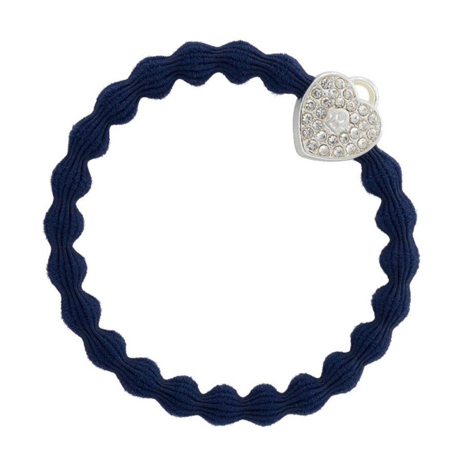 New By Eloise London By Eloise London Silver Heart Lock Navy Blue